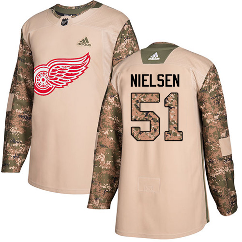 Adidas Red Wings #51 Frans Nielsen Camo Authentic Veterans Day Stitched NHL Jersey - Click Image to Close